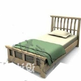 Modelo 3d de móveis modernos de hotel com cama de solteiro
