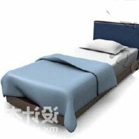 シングルベッドのシンプルな木製フレーム3Dモデル