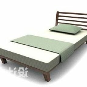 سرير مفرد مفرش ابيض V1 نموذج ثلاثي الابعاد