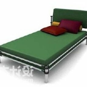 Estilo tapizado de cama individual modelo 3d
