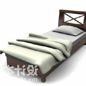 Wood Bed Single Style Modern Furniture 3d model