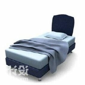 تخت خواب یک نفره کوچک با میز خواب مدل سه بعدی