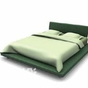 Giường bọc nệm màu xanh lá cây Nội thất hiện đại mô hình 3d