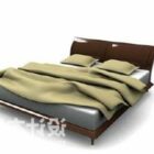 Ruskea puinen sänky moderni tyyli
