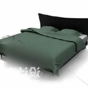 Home Double Bed With Blanket Modern Furniture 3d model