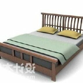 Model 3d Perabotan Modern Tempat Tidur Ganda Gaya Louvers