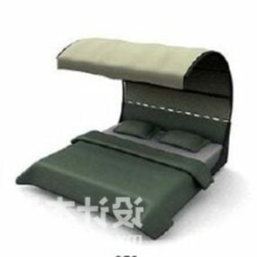 3д модель двуспальной кровати с изогнутым чехлом современной мебели
