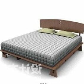 스탠드 담요가있는 더블 침대 3d 모델