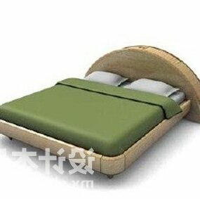 Podwójne łóżko z zakrzywionym oparciem Nowoczesne meble Model 3D