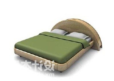 Doppelbett mit modernen Möbeln mit gebogenem Rücken