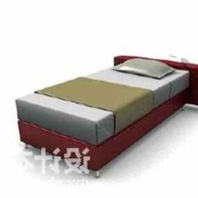 Proste łóżko z ciemnobrązowego drewna Model 3D