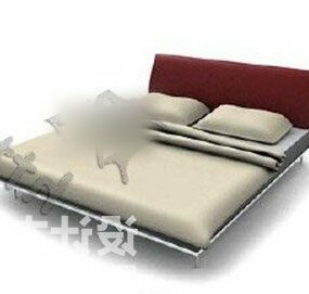 Säng moderna möbler röd tyg tillbaka 3d-modell