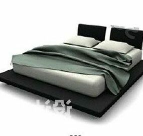 Green Fabric Bed Modern Furniture 3d model