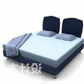 أثاث سرير مزدوج أزرق نموذج ثلاثي الأبعاد