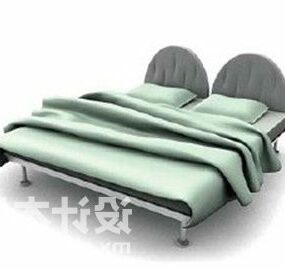 Bed Stylized Back Furniture 3d model