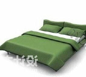 Hotel Double Bed Green Color Furniture 3d model