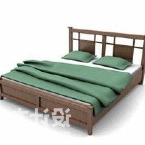 Bed Furniture Wooden Frame 3d model