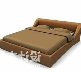 Brown Fabric Bed Furniture 3d model
