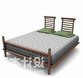 سرير عتيق منصة خشبية نموذج ثلاثي الأبعاد