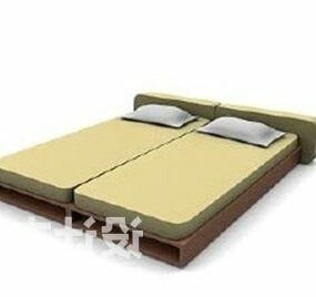 简单的床深棕色木3d模型