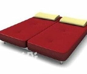 Red Twin Bed 3d model