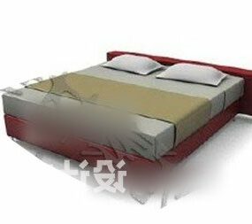 Low Double Bed Furniture 3d model