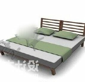 Sängmöbler med träram 3d-modell