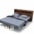 Bed Furniture With Wooden Back Cabinet