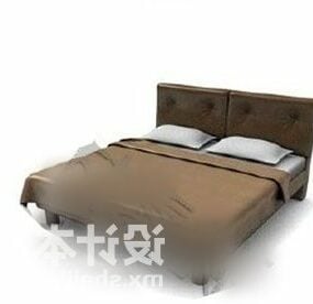 Hotel Brown Double Bed V1 3d model