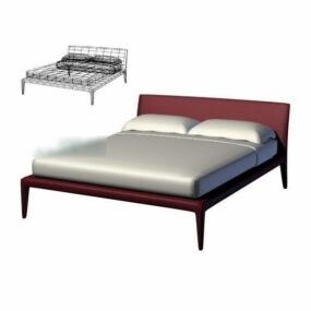 Mẫu giường đôi đơn giản V1 3d