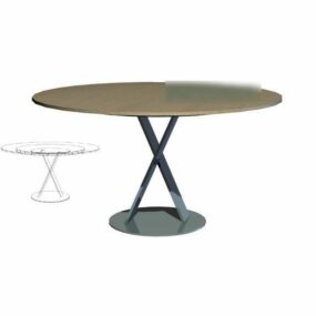 Wood Oval Table 3d model