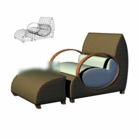 Single Sofa Chair With Ottoman 3d model
