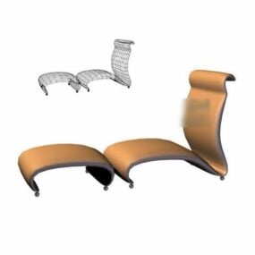 Low Lounge Chair With Ottoman 3d model