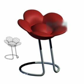 Flower Shaped Red Bar Chair 3d model