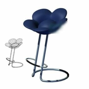 Blue Flower Shaped Bar Chair 3d model