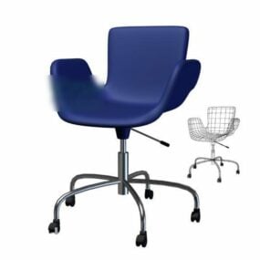 Modrá kancelářská židle ve stylu kola 3D model