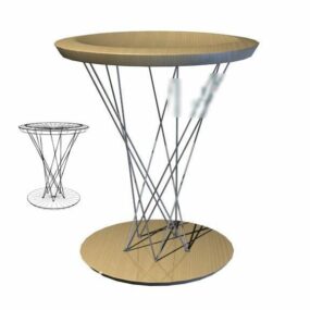 Table basse moderne en bois de forme ronde modèle 3D