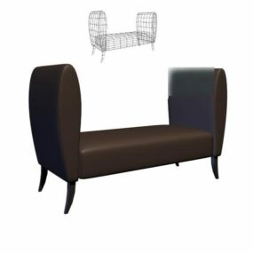 Sofa Stool Brown Leather 3d model