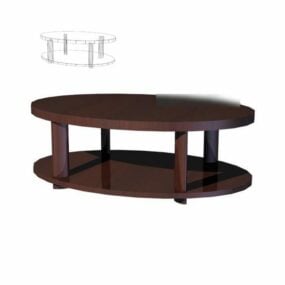 Mesa de centro de madera ovalada modelo 3d