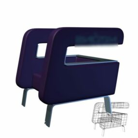 Modernism Armchair Blue Fabric 3d model