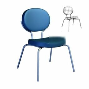 Modelo 3d de cadeira única com encosto azul