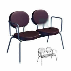 Model 3D podwójnego krzesła z fioletowym oparciem