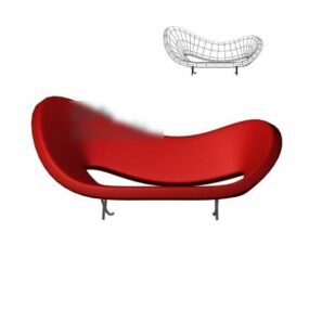 Modelo 3D contemporâneo de sofá curvo suave