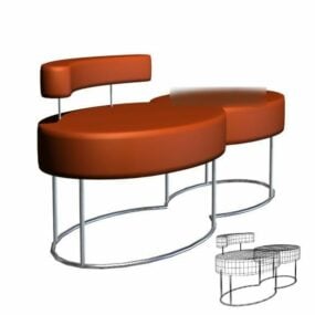 نموذج أريكة بسيطة بمقعدين ثلاثي الأبعاد