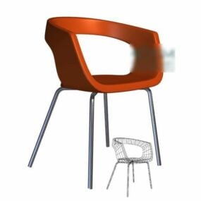 Cadeira de escritório com encosto de plástico curvado modelo 3D