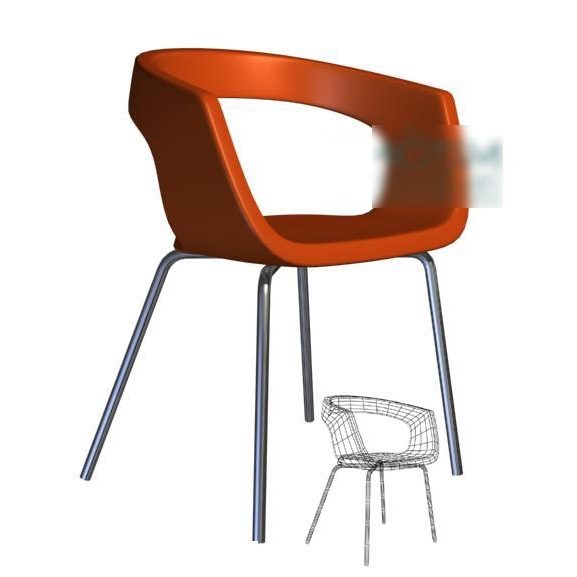 Офисный стул с изогнутой пластиковой спинкой Бесплатная 3d модель .