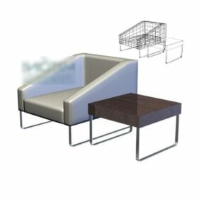 Eenvoudige kubusfauteuil met salontafel 3D-model