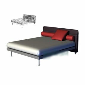 Einfaches Softe-Doppelbett-3D-Modell