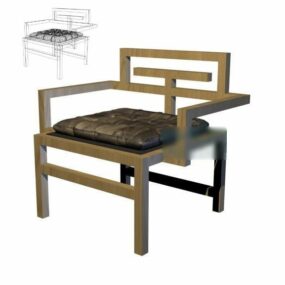 3д модель деревянного стула в азиатском стиле