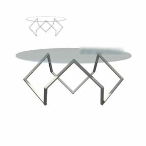 3д модель обеденного овального стола со стеклянной столешницей